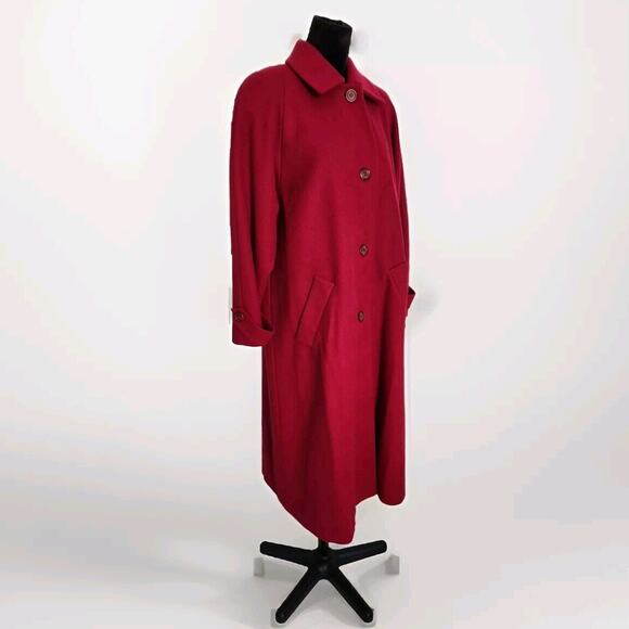 Vintage Jones NY Oversized Full Lenght Wool Overcoat Raspberry No Size Tag EUC - Picture 1 of 8